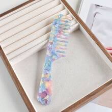 1 Stück Mehrfarbig Breitzahn Haarbürste aus Acetatplastik mit Griff, 18 cm tragbarer Haarstyling-Kamm, geeignet für verschiedene Anwendungen, niedliches Pflege-Werkzeug-Geschenk, Lässig