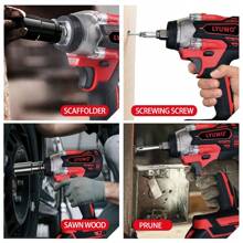LYUWO Power Tool, Rechargeable Lithium Battery, 420N. M Electric High Torque Wrench, Suitable For Small And Medium-Sized Car Maintenance And Stage Bracket Maintenance. It Can Rotate Clockwise Or Counterclockwise And Can Be Equipped With A Drill Bit. It Is Dual-Use And Has LED Lights. Drill Bits And Accessories Are Given As Gifts