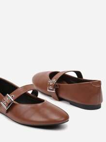 Mary Jane-stijl platte ballerina's met metalen gesp