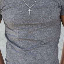 Stainless Steel Personalized Titanium Steel Cross Pendant Necklace - Solid Color Cross Single Layer Chain - View 3