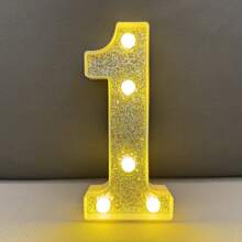 1 set 1-100 ans 21,8 cm Bougie d'anniversaire à led et paillettes argentées, lampe de numéro pour fiançailles/mariage/anniversaire, décoration d'éclairage de fête d'anniversaire