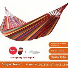 1 Set Of Hiking, Camping, Canvas, Single And Double Hammocks, Outdoor Camping, Leisure, Indoor Swing, Thick Striped Hammock