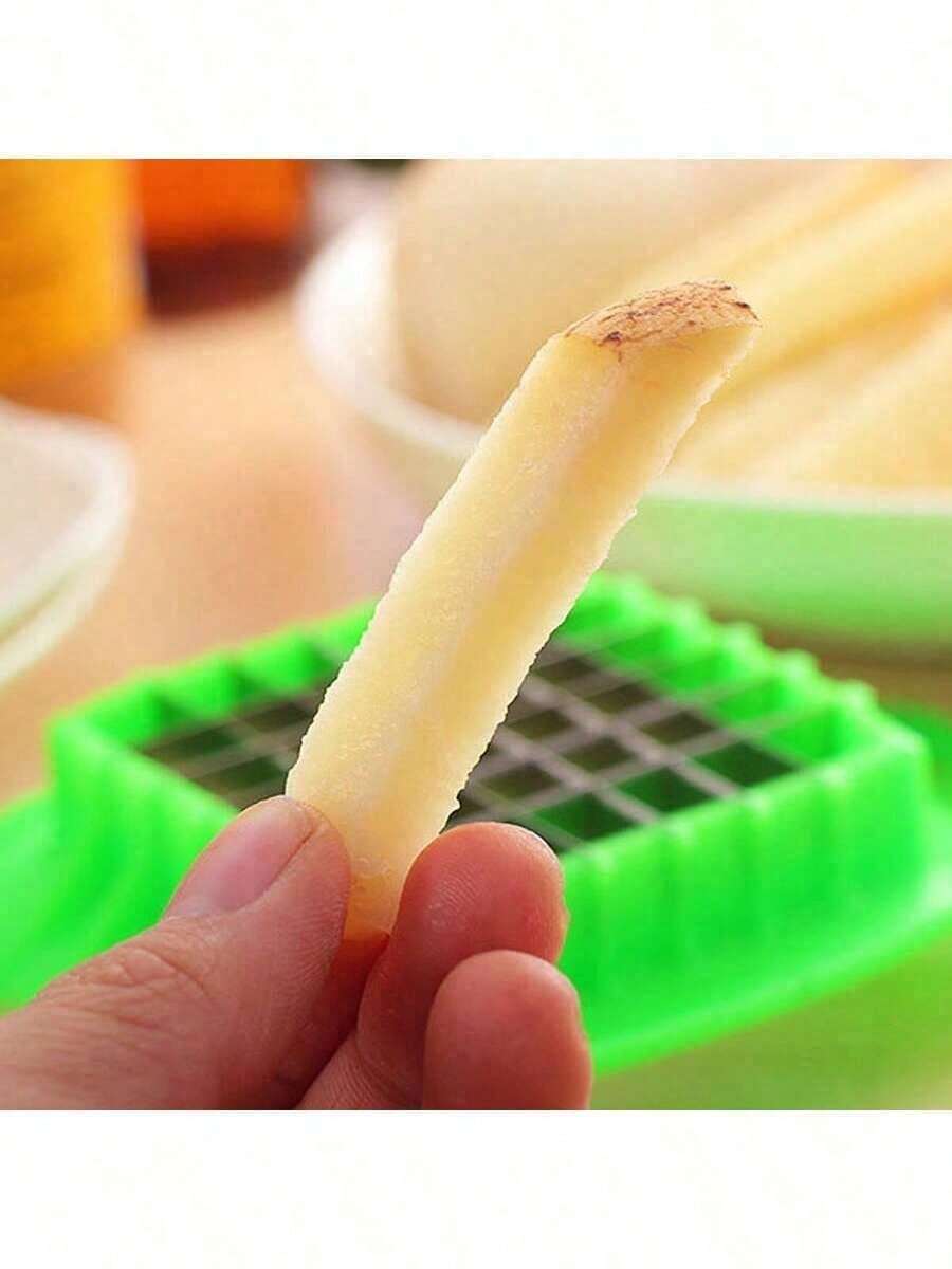 1 件多功能塑料厨房切片机 - 易于使用的土豆和水果切片机，可快速准备炸薯条和沙拉，适用于家庭和餐厅，蔬菜切片机（颜色随机）