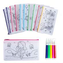 1 套 DIY 涂鸦包套装 - 彩色可重复使用动物艺术派对礼品袋 - 无纺布帆布袋，返校 - 彩色 - 查看 13