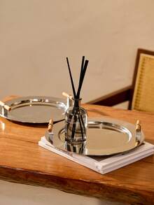 Cirelle 1 件北欧家居储物托盘带木柄茶盘桌面咖啡零食储物整理托盘不锈钢餐盘最佳礼物生日厨房配件厨房装饰餐桌托盘水果托盘托盘装饰毕业典礼，拉玛厨房必需品，厨房使用，高端餐厅用品，乔迁礼物，派对使用，家庭用餐 - 1個 - 查看 1