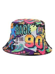 1pc Unisex Fashionable 90s 80s Pattern Reversible Lightweight Bucket Hat, Vintage Streetwear Casual Bucket Hat - A - View 16