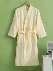 1 件华夫格浴袍，男女通用成人和服式浴袍，春夏家居服，水疗酒店浴袍，吸水速干，宽松版型，多色，浴室必需品，家居用品浴室装饰返校