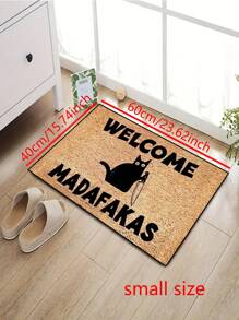 1pc Cat Holding Knife "Welcome" Pattern Doormat, Simple Style Indoor & Outdoor Non-Slip Mat, Machine Washable Anti-Fouling Absorbent Quick-Dry Entrance Mat, Suitable For Kitchen, Dining Room, Hallway, Bathroom, Bedroom, Outdoor, Entryway, Home Decor, Room Decor, All Season Rug Carpet Rugs Door Mat Carpet For Living Room Kitchen Rug Bedroom Decor Blankets And Throws Rugs For Bed Room Bathroom Decor Room Decoration Stuff Living Room Decor Office Decor House Decor Home Decor Living Room Bathroom Rug Room Decor Aesthetic