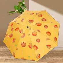 1pc Fruit Pattern Umbrella, Viral Dual-Use Umbrella, Black Coating UV Protection Folding Umbrella - Multicolor - View 6