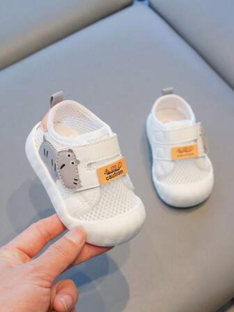 1 Pair Spring/Summer Kids Sports Casual Mesh Sneakers With Hook And Loop Design, Breathable & Soft TPR Sole, Non-Slip, Protective Toe, Suitable For 1-3 Years Old Boys And Girls Indoor/Outdoor Wear