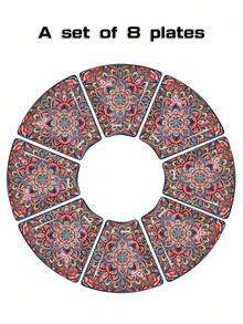 1 Set Ceramic Sectional Plate Set, 4 Color Options, 8pcs/9pcs Set, Suitable For Dining Room/Home Plates, Fruit Plates, Kitchen Plates, Ideal Housewarming Gift - Multicolor - View 4