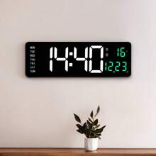 1pc 16-Inch Multi-Function Electronic Wall Clock, Adjustable Color; Remote Control; Countdown/Chronograph; Displays Time, Date, Temperature, Day Of Week; Dual-Color Day Display For Better Clarity Gifts Birthday Graduation School Decor School Surprise Dormitory Decor Back To School