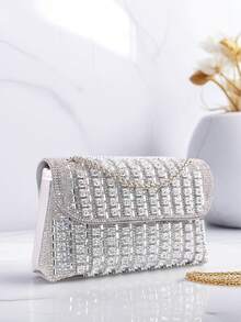 Glamorous Shiny Colorful Gemstone Evening Bag, Rhinestone Embellished Clutch Handbag Suitable For Weddings, Parties, Dinners, Valentine's Day Gifts