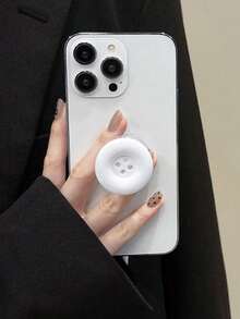 1pc Cute Button Foldable Phone Holder, All-In-One Slouchy Smartphone Stand, Attachable To Phone Back For Desktop Office & Entertainment Compatible With IPhone, Android Phone, Gift For Birthday, Family, Friends Push-Pull Phone Grip, Phone Accessories - Multicolor - View 2