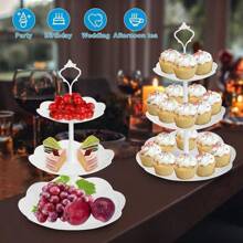 1/3pcs 3-Layer White (Flower Shaped)/Pink (Heart-Shaped) Cake Rack, Cookie Tray, And Cupcake Tower, Perfect For Weddings, Graduation Parties, And Other Occasions. Perfect Cake And Cookie Rack