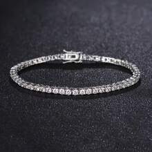 Set 4.0mm White  Classic Tennis Bracelet 6.5-8.5 Inches, Unisex, Festive Anniversary Gift - 7吋 - 查看 7