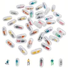 26pcs/46pcs/ 66pcs Random Transparent Capsule 3D Unique Cute And Interesting Character Statue Set Mini Character Statue Miniature Scene Character Model Perfect Prop For Micro Landscape, Unique Thanksgiving Christmas Gift