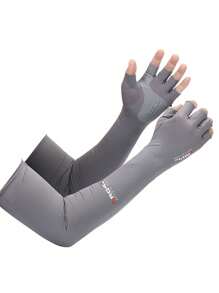 1 Pair Unisex Anti-UV Cooling Arm Sleeves With Half Finger Gloves, Summer Sunscreen Sweat Absorbing Arm Guards With Non-Slip Palm, Sun Protection Ice Sleeves For Men And Women, Outdoor Sports, Cycling, Driving, Ice Feeling Half Finger Touch Screen Sleeves, UV Resistant Arm Protection Gloves, Thin Long Arm Ice Sleeves