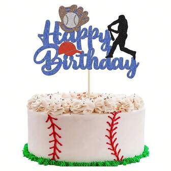 1st Baseball Theme Cake Topper Sport Grattis på födelsedagen Baseball Player Tårtdekoration för Baseball Sports Party Tema Dekoration Tillbehör