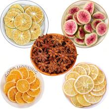 1 paquet de 10 pièces/5 pièces de tranches de fruits séchés artificiels et de fleurs assortis, comprenant citron, orange, figues, roses, camomille, ananas, lavande, cannelle, pour la fabrication de bougies, les arts et l'artisanat, la décoration d'intérieur, le pot-pourri