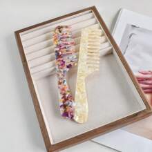 1 Stück Mehrfarbig Breitzahn Haarbürste aus Acetatplastik mit Griff, 18 cm tragbarer Haarstyling-Kamm, geeignet für verschiedene Anwendungen, niedliches Pflege-Werkzeug-Geschenk, Lässig