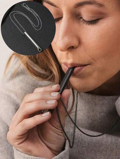 (Not A Whistle) Mindfulness Breathing Necklace, Stainless Steel Meditation Calming Device Pendant, Mindfulness Deep Breathing Tool For Stress, Anxiety And Panic Relief, Meditation Relief Gift For Men And Women (This Product Is Only A Meditation Tool For Relieving Stress And Feeling Your Breath, It Cannot Be Blown Like A Whistle)., Beach Essentials, Beach Accessories, Pool Float