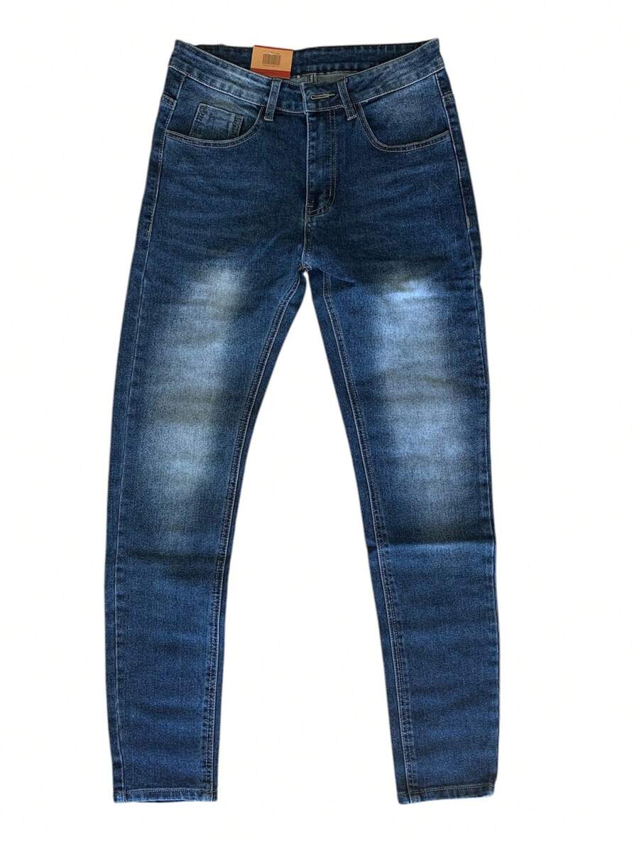 Jeans Hombre Regular Fit Azul Pantalón de Mezclilla 2.Skinny Tiro Alto Stretch