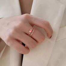 1pc Cat Eye Stone Heart Shaped Open Ring, Suitable For Daily Wear