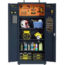 VCGGAIP Werkzeugschrank mit 2 Türen und 4 verstellbaren Regalen Aufbewahrungsschränke Garagenschränke abschliebbar Metallschrank für Büro Zuhause Garage Dunkerau - Dunkelgrau1 - Übersicht 1