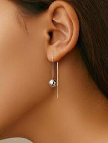 1 Pair Minimalist 925 Sterling Silver Ball Pendant Earrings, Suitable For Daily, Work And Date, Luxury Gift - Earrings - View 2