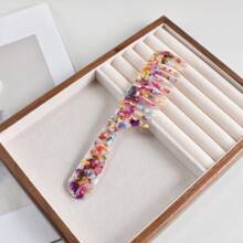 1 Stück Mehrfarbig Breitzahn Haarbürste aus Acetatplastik mit Griff, 18 cm tragbarer Haarstyling-Kamm, geeignet für verschiedene Anwendungen, niedliches Pflege-Werkzeug-Geschenk, Lässig