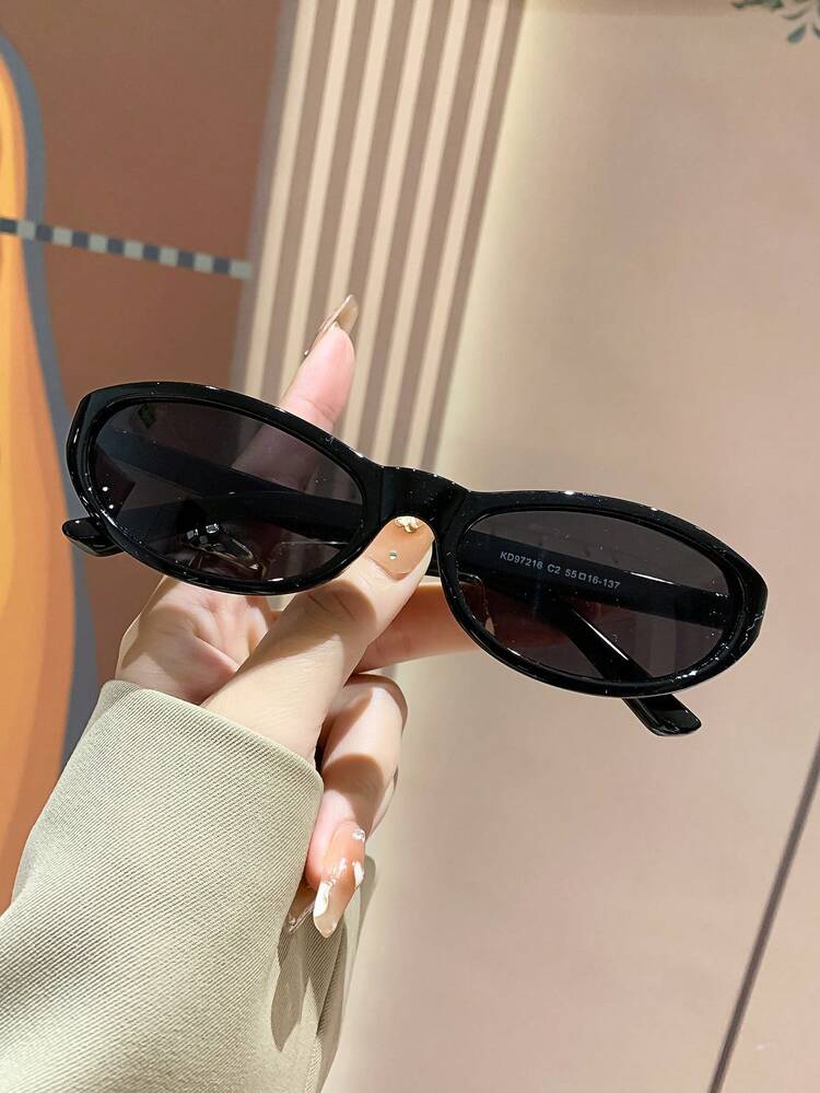 Retro Cat Eye Small Frame Y2K Fashion Glasses, Women Plastic Classic Casual Decorative Daily Wear Fashion Glasses, Men - Black - View 2