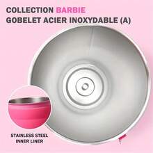 Barbie Stainless Steel Straw Cup Tumbler With Pendant 800ml/27oz Large Capacity Cartoon Cute Insulated Coffe Cup Water Bottle For Birthday Gifts - B - View 5