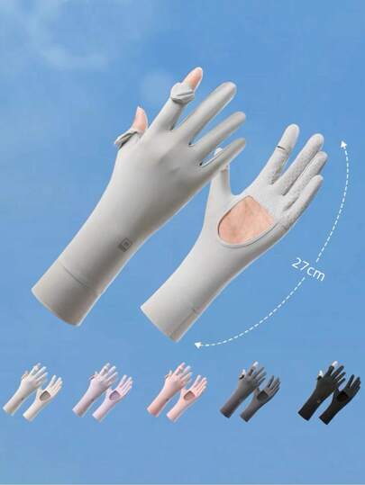 زوج من القفازات الكاجوال للنساء من البوليستر ذات واقي من الأشعة فوق البنفسجية، قفازات خفيفة الوزن للرياضات الخارجية والقيادة والركوب والتنزه للربيع والصيف