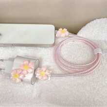 Set de 5 fundas protectoras de cargador de 20W, versión europea, con diseño de flor de cerezo, para proteger tu cable de carga de 13 Pro Max, 11, 12, 13, 14, 15 y 16 Pro Max