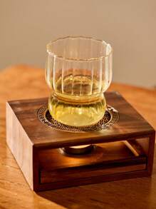 Cirelle 1 pièce Support chauffe-théière en bois avec porte-bougie à chauffe-plat - base chauffante portable à bougie pour théière, accessoire de rétention de chaleur non électrique pour le service de thé de table, le confort à la maison, le comptoir de bar, cadeau haut de gamme