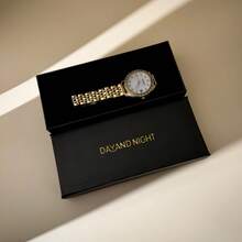 DAYAND NIGHT 2025 年新款时尚品牌女士钢带手表，小巧优雅的女士商务石英表，配有闪亮的钻石装饰，适合派对、宴会或日常佩戴，是情人节、周年纪念日或生日的完美礼物