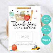 10 Pcs, Teacher Thank You Gift Card Holder, Teacher Gift Card, Teacher End Of Year Gift, Summer Gift Card, Teacher Thank You Gift Ideas, Staff Thank You Gift Card, School Holidays, Summer Is Coming, Teacher Graduation Season Gifts,Back To School,School Supplies - Many - View 1