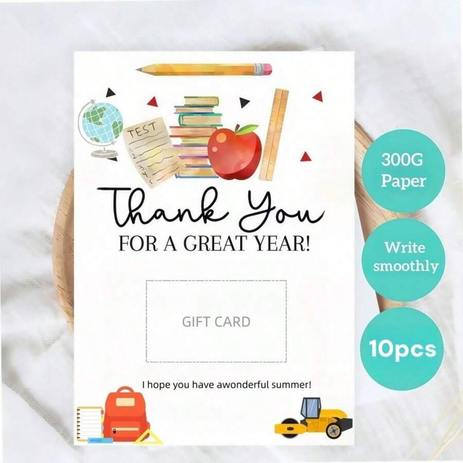 10 Pcs, Teacher Thank You Gift Card Holder, Teacher Gift Card, Teacher End Of Year Gift, Summer Gift Card, Teacher Thank You Gift Ideas, Staff Thank You Gift Card, School Holidays, Summer Is Coming, Teacher Graduation Season Gifts,Back To School,School Supplies - Many - View 1