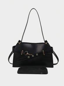 Dedoo SHECARRY 女士顶部手柄手提包皮革秋装夏装冬装学校旅行通勤工作潮流精致手提包大容量可调节装饰。 - 黑色 - 查看 6