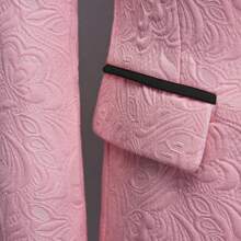 Mens 3 Piece Floral Tuxedo, Jacquard Slim Suit Set, Paisley Blazer Vest And Pants For Prom Wedding - 粉色 - 查看 7
