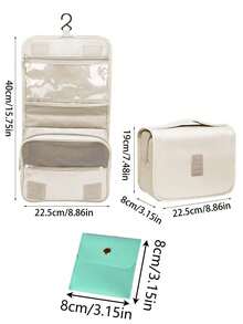 悬挂式旅行洗漱包，防水化妆品收纳包，便携式浴室配件化妆包，化妆品收纳盒，化妆品架，化妆箱，化妆品整理盒，化妆包，化妆品收纳盒，旅行必备，指甲油收纳盒，双隔层手持化妆包 - 彩色 - 查看 4