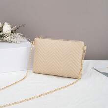 Damen neue modische wellenförmige geprägte Kette Umhängetasche, S-Logo Metall Umhängetasche, Clutch, Kuvert Tasche, mit Sicherheitsreißverschluss abnehmbarer Trageriemen Handtasche