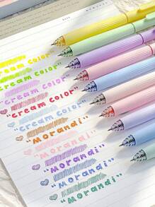 Set di 5 penne dai colori neutri Morandi, scrittura fluida, impugnatura comoda, design interessante, adatte per ufficio, scuola, progetti creativi, riunioni, prendere appunti, calligrafia, evidenziazione