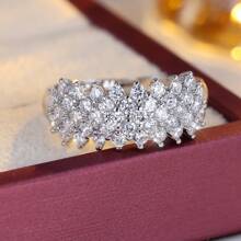 1pc Women's Fashion Luxury Zirconia Ring, High-End Party Jewelry, Holiday Gift