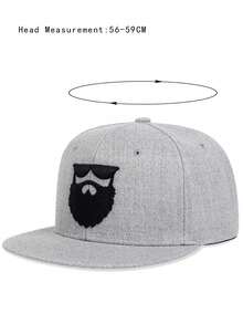 1pc Men's Beard Embroidered Adjustable Outdoor Sun Hat, Casual Hip Hop Hat For Spring & Autumn - Grey - View 2