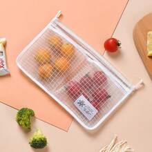 1pc Fridge Storage Mesh Hanging Basket, Multipurpose Kitchen Organizer Bag With Double Compartment - Multicolor - View 5