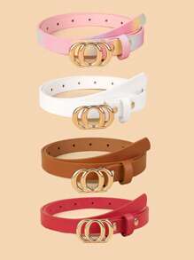 4pcs Kids New Thin Quality PU Belts, Suitable For Dresses, Skirts, And Decorations