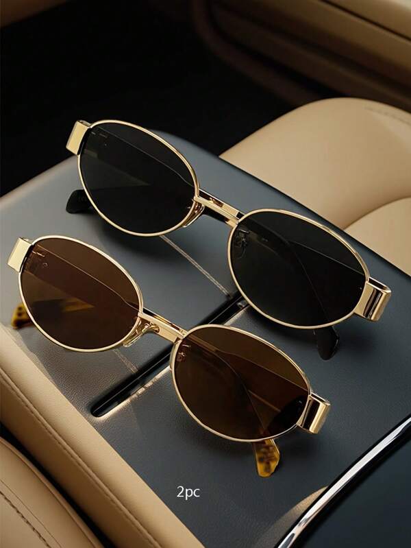 2pcs/1pc Of Ultra Light Oval Fashion Glasses, Y2K Brand Style Fashion Sunshade Glasses, Casual And Outdoor Chic Accessories For Summer Women's Fashion Glasses, Women's Fashion Glasses, Autumn And Winter Clothing, Beach Accessories, Retro Y2K High-End Glasses, Business Leisure Gifts, Suitable For Daily Wear, Beach, Beach, Vacation, Walking, Shopping, Driving, Street Photography, Fashion Magazine Runway