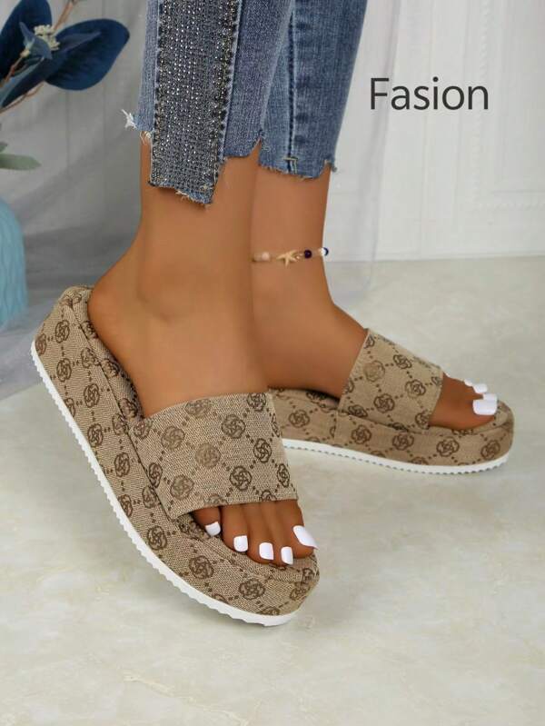 2025 New Thick Bottom Wedge Slip-On Sandals, Women Comfortable Home Slippers For Summer Outdoor, Fashion Ladies Beach